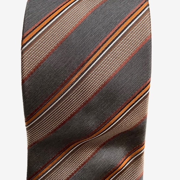 2/$30 LE CHATEAU Grey Woven Silk Stripe Tie Eclectic Grandpa - Picture 1 of 12